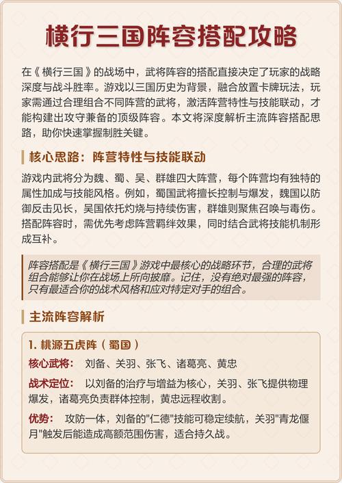 横行三国最强阵容搭配推荐！3套万金油组合让你轻松通关！